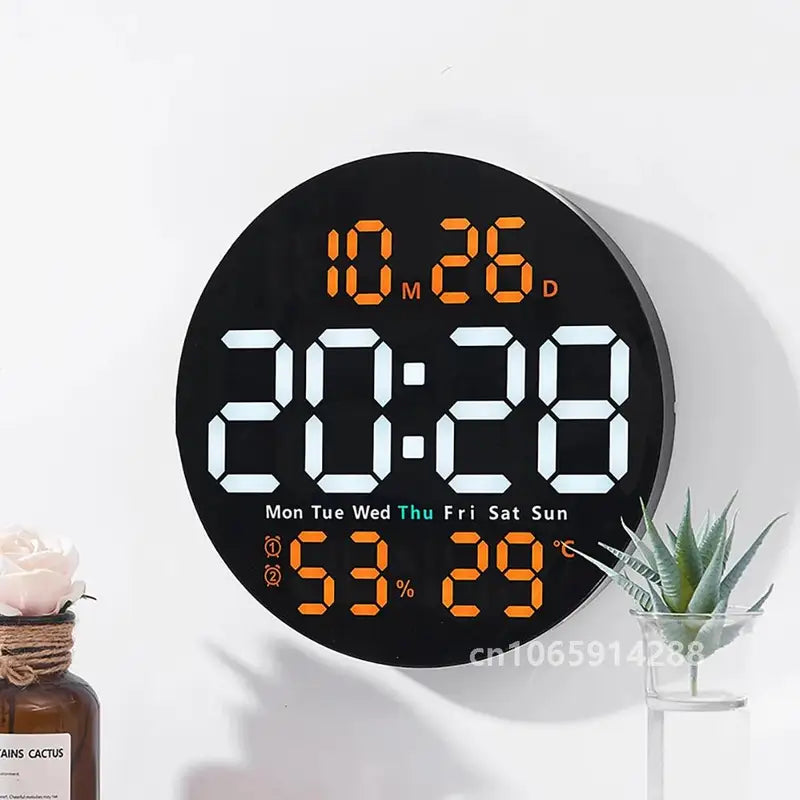 Large Screen LED Wall Clock with Remote Control for Home Office & Classroom