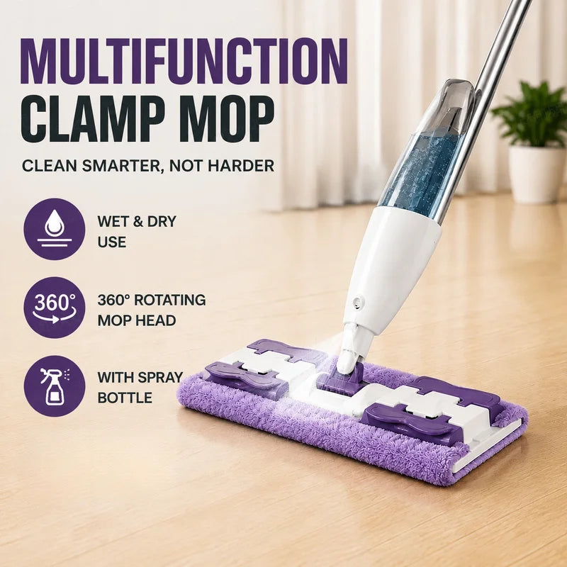2-in-1 Spray Mop with Microfiber Pads for Floor Cleaning, Wet & Dry Use