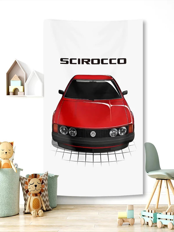 Car Wheel Flag Banner Polyester Car Decor Bunting Auto Enthusiast Room Decor
