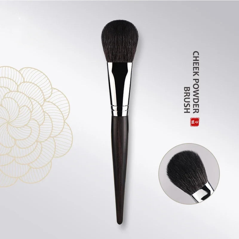 Luxury Makeup Brush for Cheeks - Natural Goat & Fox Hair, Rounded Powder Blush & Bronzer Tool