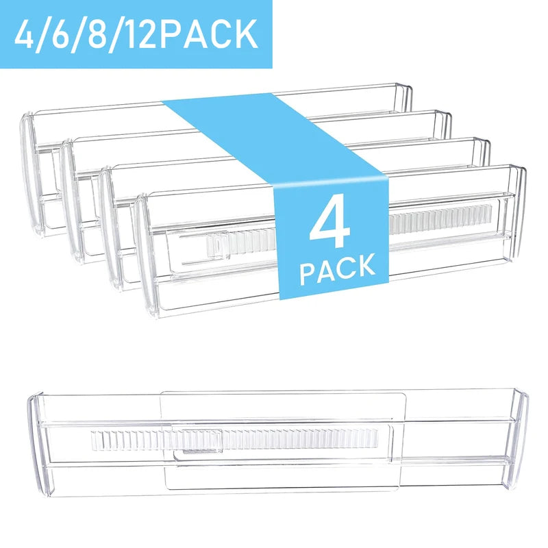 Adjustable Plastic Drawer Dividers Set for Kitchen Baby Office Storage