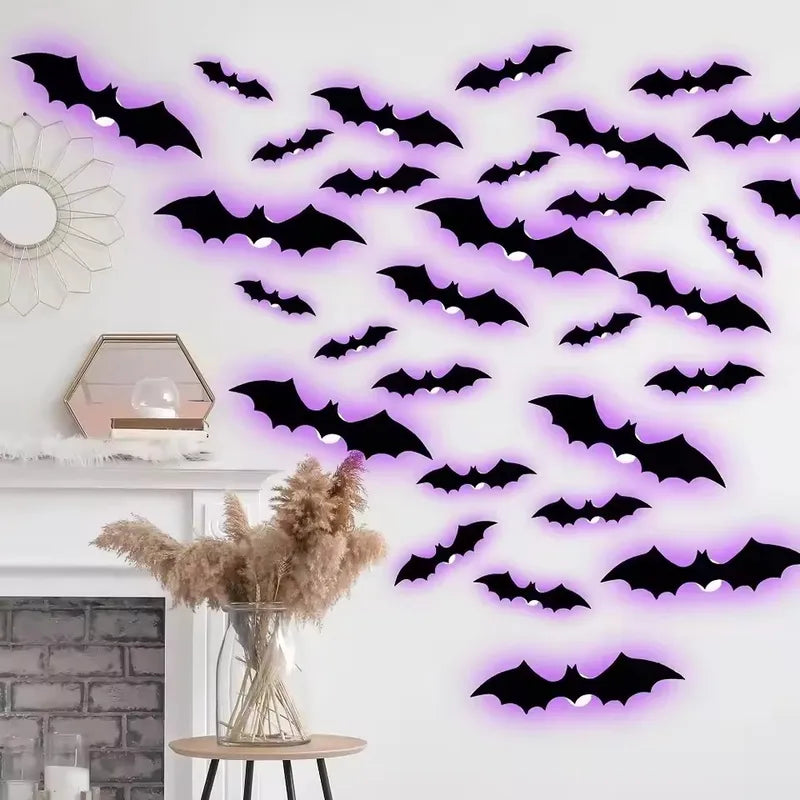 Halloween 3D Stereoscopic Bat Wall Night Light - Eco-Friendly PET Material Decoration Lamp