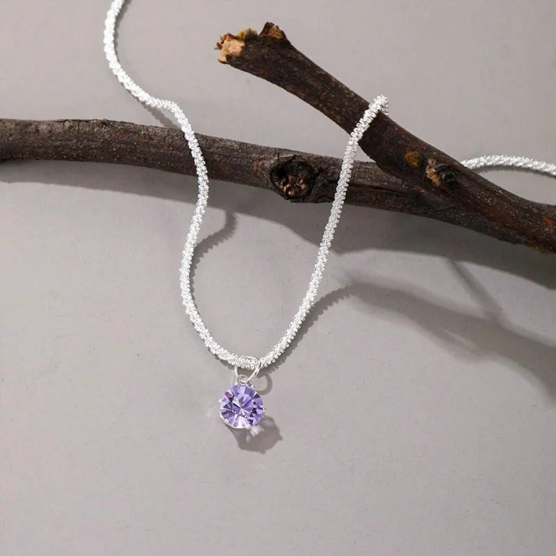 Sterling Silver Plated Necklace with AAA Zircon Clavicle Chain for Women - Wedding Jewelry