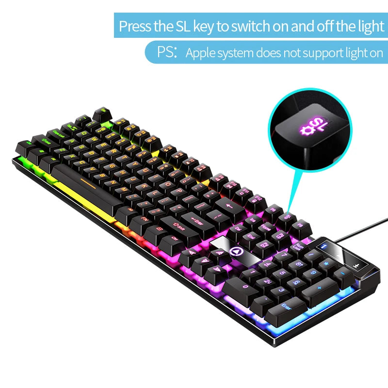 Wired Backlit Mechanical Feel Gaming & Office Keyboard Mouse Set for Desktop & Laptop