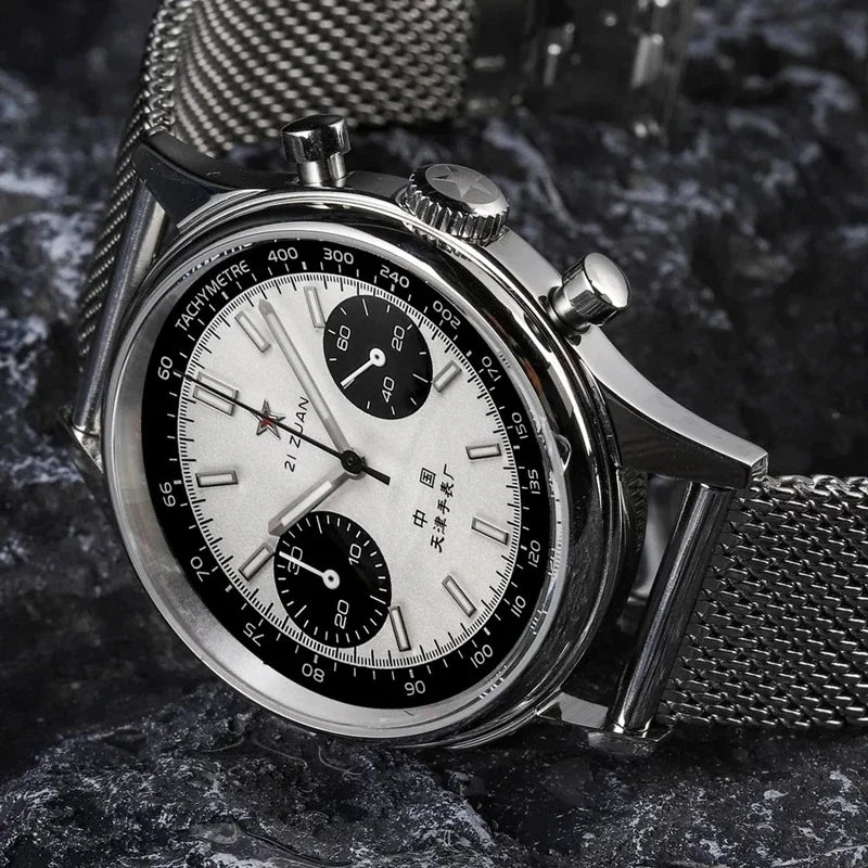 42mm Aviation Chronograph Quartz Military Watch for Men Waterproof Canvas