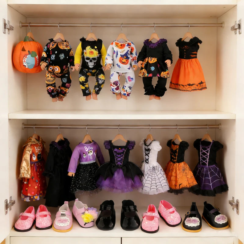 Halloween Doll Clothes Festival Pumpkin Skeleton Costumes for 18 Inch & 43cm Dolls