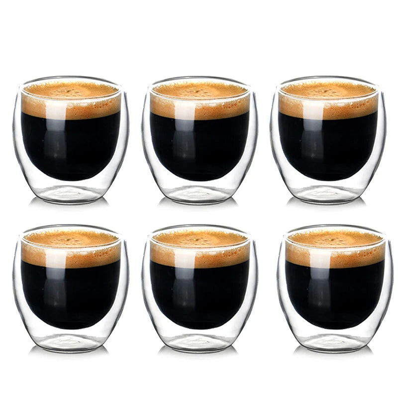 Double-Layer Insulated Glass Coffee Mug - High Borosilicate Tea Cup, Heat Resistant Drinkware