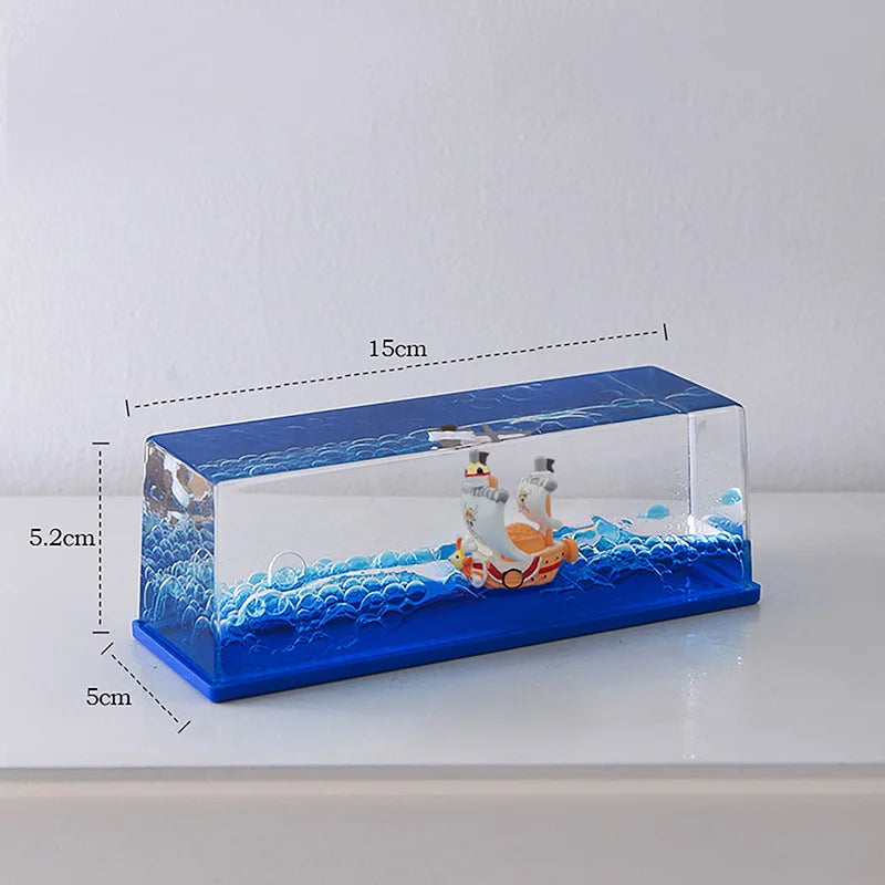 Floating Drift Bottle with 3D Ship Decor - Home Aquarium or Desktop Ornament