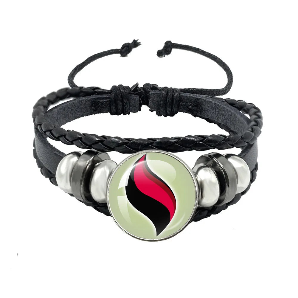 Anime Mega Stone Poke Snap Leather Bracelet with Glass Cabochon Adjustable Jewelry for Women Kids Gift