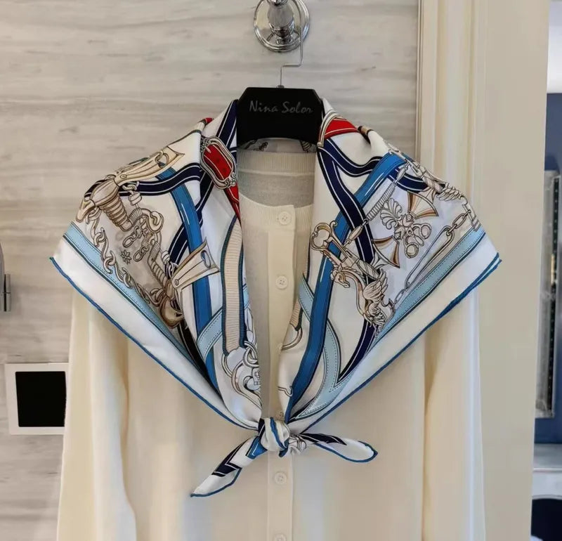 Luxury Silk Square Scarf for Women - 70x70cm Fashionable Headscarf & Bandana