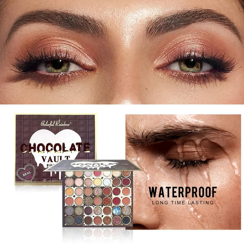 42 Shades Eyeshadow Palette - Matte, Glitter, Pearl Long-Lasting Makeup