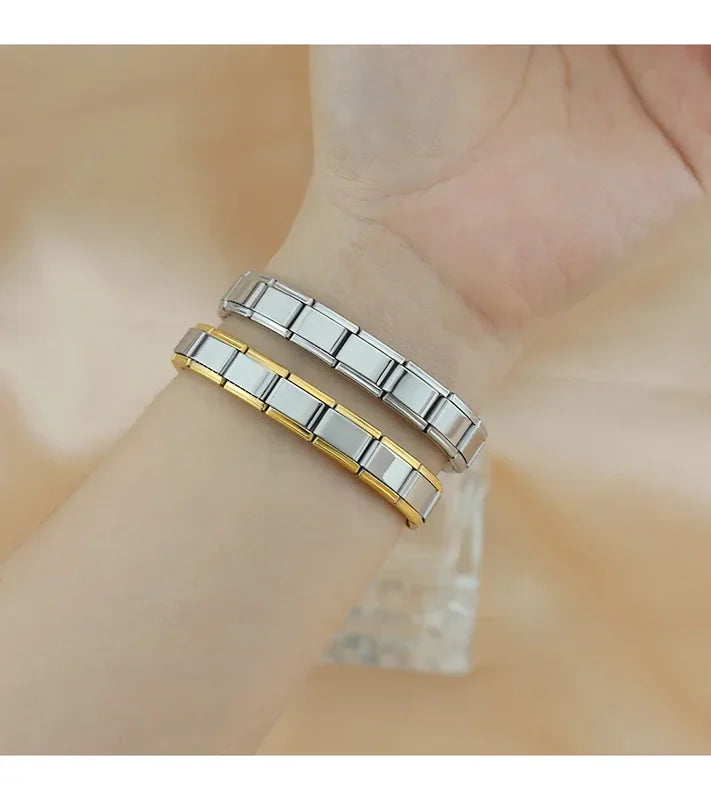 Italian Charm Link Bracelet for Men Women Stainless Steel Beaded Jewelry 9mm