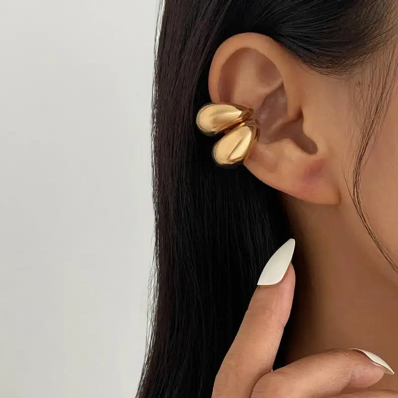 Non Piercing Circle Ear Cuffs for Women - Fashion Thick C-Shaped Light Ear Clip Jewelry 2 Pcs