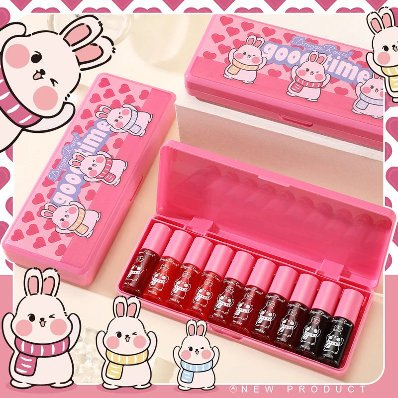 Lip Gloss Set of 10 Mirror-Like Glossy Lip Plumpers Brightening Moisturizing Long-Lasting