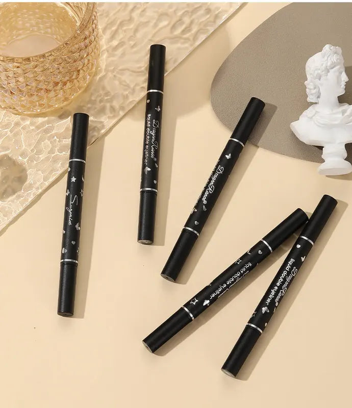 Double Head Star Seal Waterproof Eye Liner - Non-Smudging, Heart Plum Design