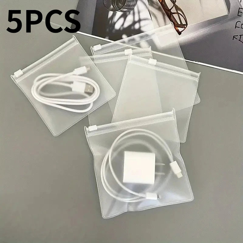 Clear Storage Bags with Air Holes - Organization for Chargers and Small Items, Transparent Rectangular Design