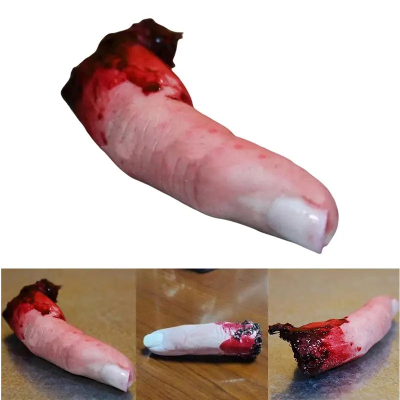 Realistic Severed Finger Prop Halloween Decoration Fake Bloody Finger