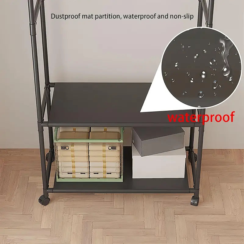 Standing Garment Rack for Hanging Clothes with Hat, Scarf & Tie Storage