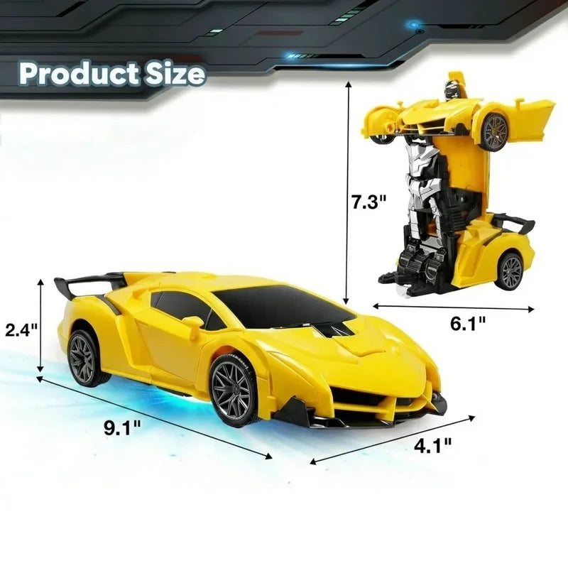 2-in-1 RC Transforming Car Robot Toy with Remote Control & Stunt Drift