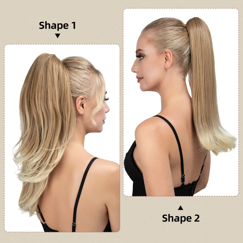 Synthetic Claw Clip-In Ponytail Extensions for Women - Long Hairpiece, Silky Straight