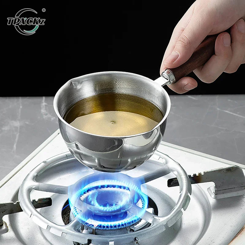 Stainless Steel Wax Melting Pot with Wooden Handle for Candle, Soap, Chocolate, and Hot Beverages