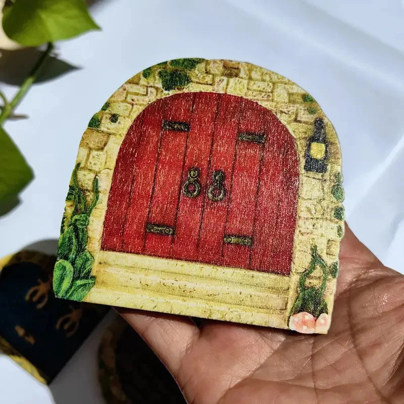 6PCS Wooden Fairy Garden Doors and Windows Set - Enchanting Dwarf Elf Miniatures for Outdoor & Indoor Decor