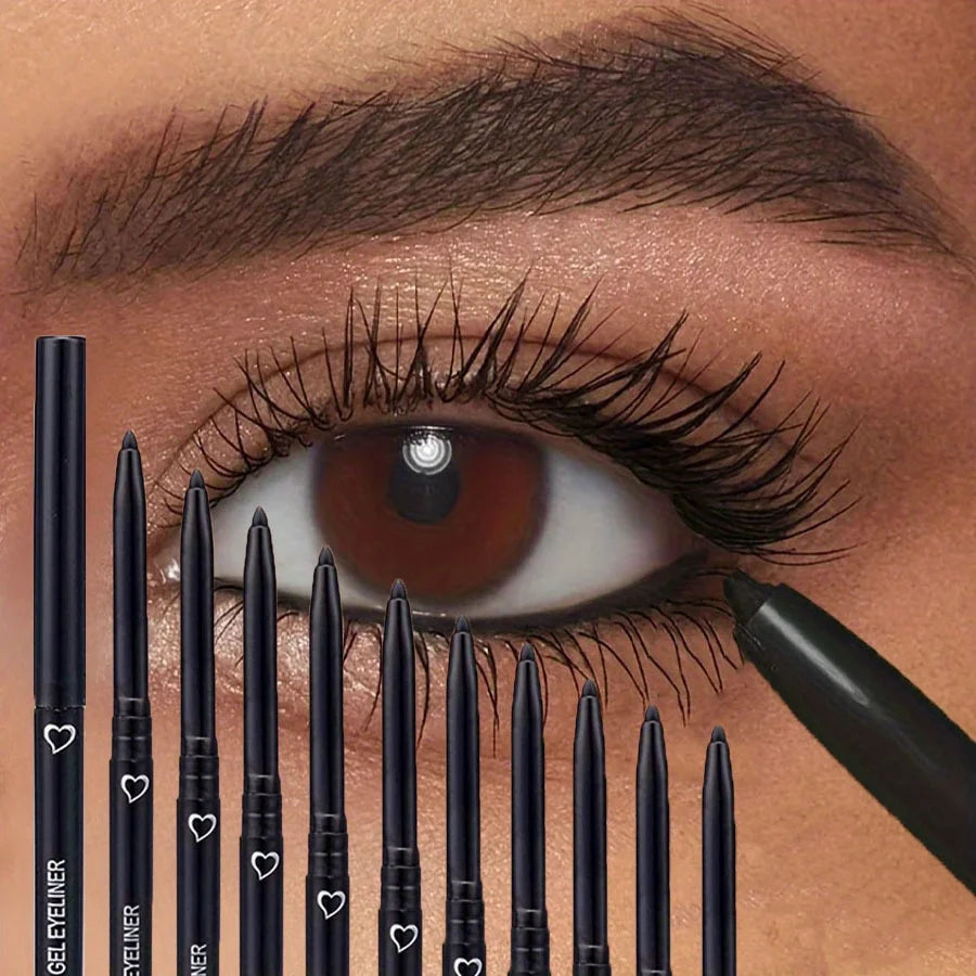 Waterproof Gel Eyeliner Pencil Set - Long Lasting, Matte Finish, Soft & Easy to Wear