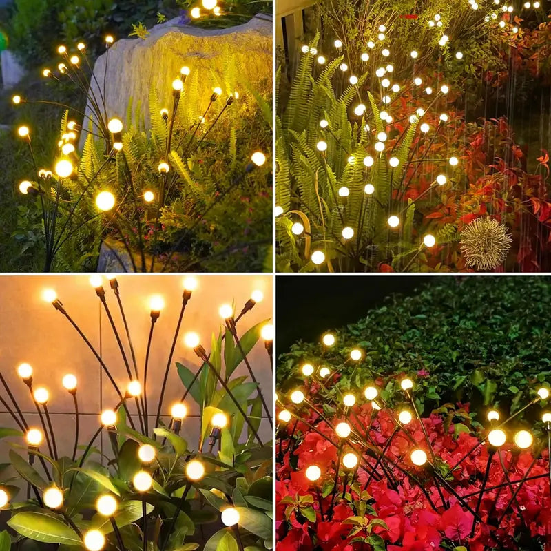 10 LED Solar Firefly Garden Lights Waterproof Outdoor Pathway Lamps