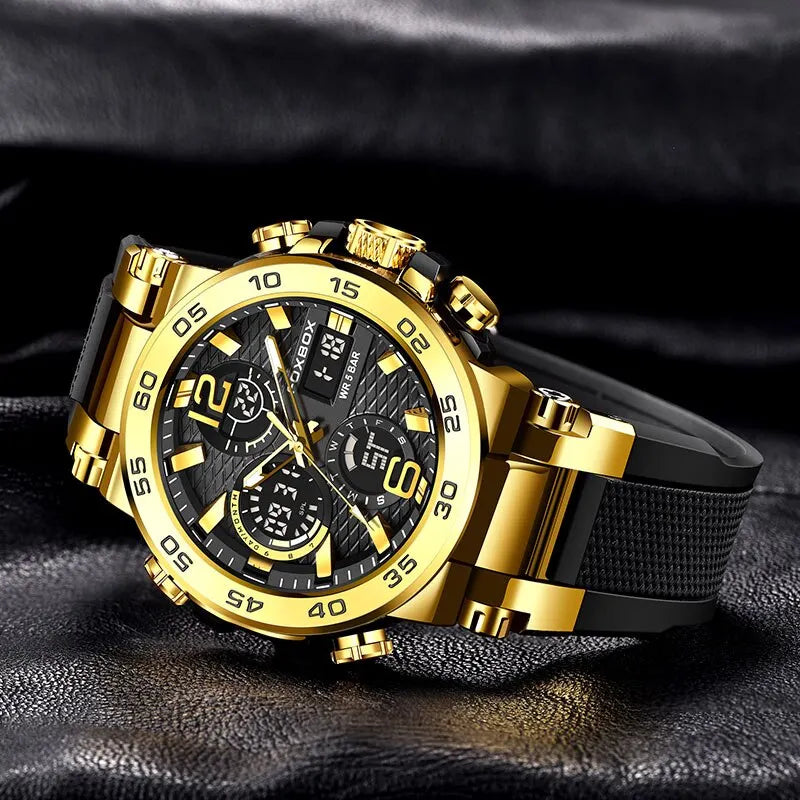 Men's Waterproof Sport Diver Watch with Luminous Hands & Stainless Steel Case