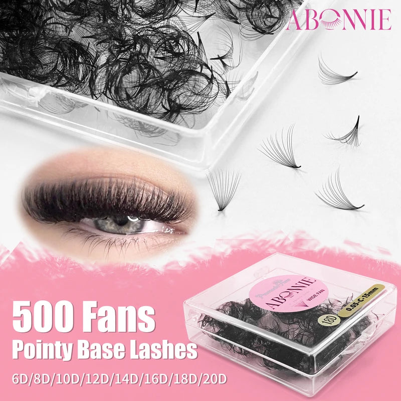 Russian Volume False Eyelash Fans - Premade Faux Mink Short Stem 8D-20D