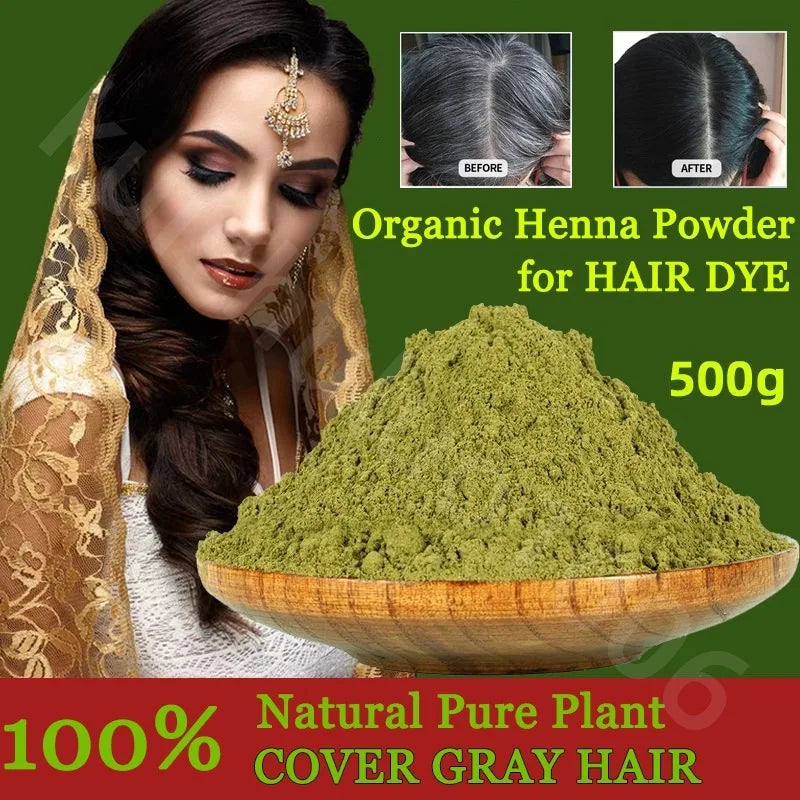 Natural Plant Henna Hair Dye Powder for Gray Coverage & Nourishing - Brown Black Indigo