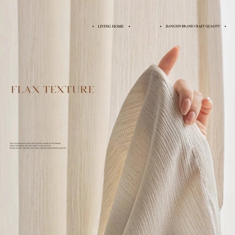 Sheer Window Curtains Beige Tulle for Living Room Bedroom Elegant Voile Drapes