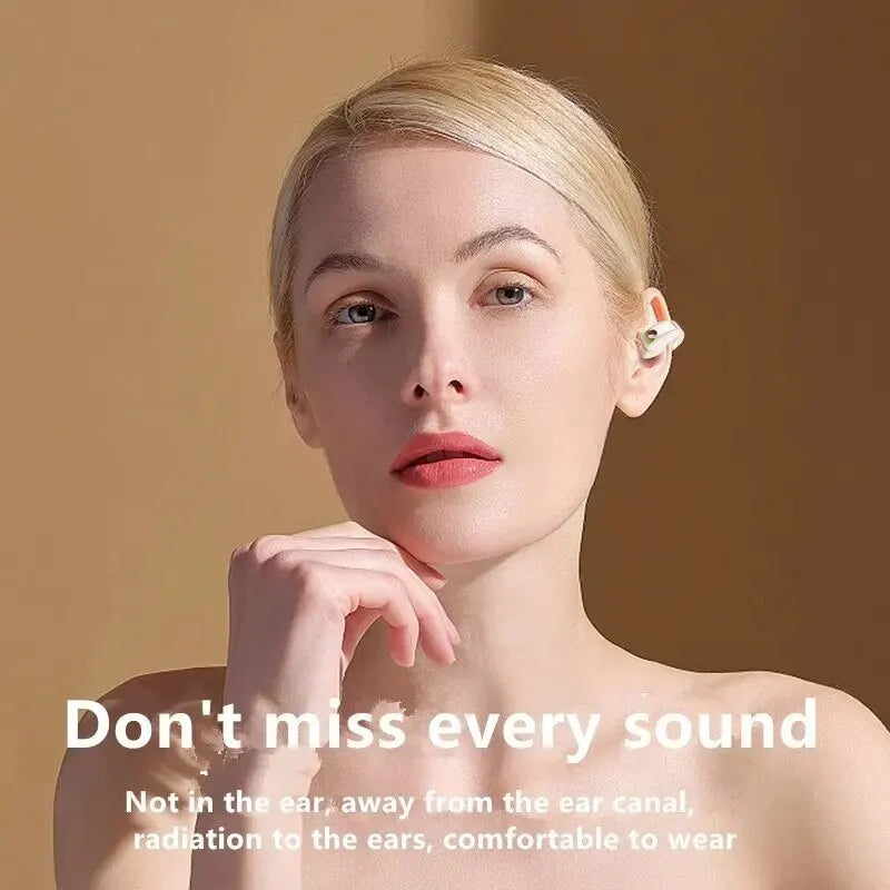 Wireless Bluetooth Earphone Clip-On Mono In-Ear Stereo Bone Conduction Business Headset