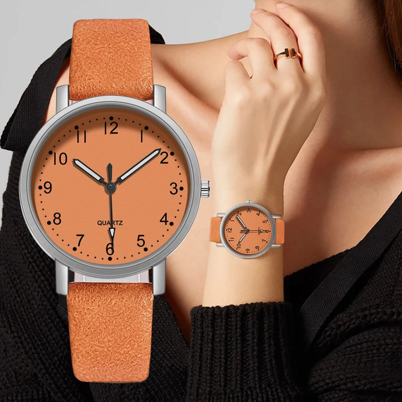 Vintage Women's Leather Strap Quartz Wristwatch - Ladies Classic Watch Gift