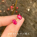 Natural Ruby Stud Earrings 5x3mm 925 Silver Jewelry for Women Gift
