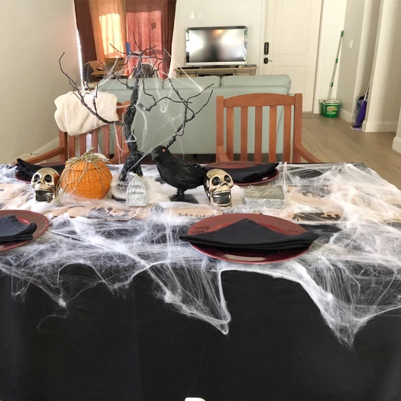 Halloween Spider Web Decorations - Stretch Cobwebs for Haunted House & Party Scenes