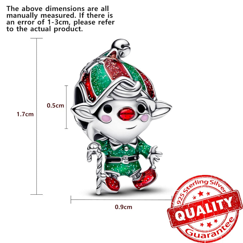 Sterling Silver Snowflake Bell Christmas Charm for Bracelets Kids Jewelry Gift