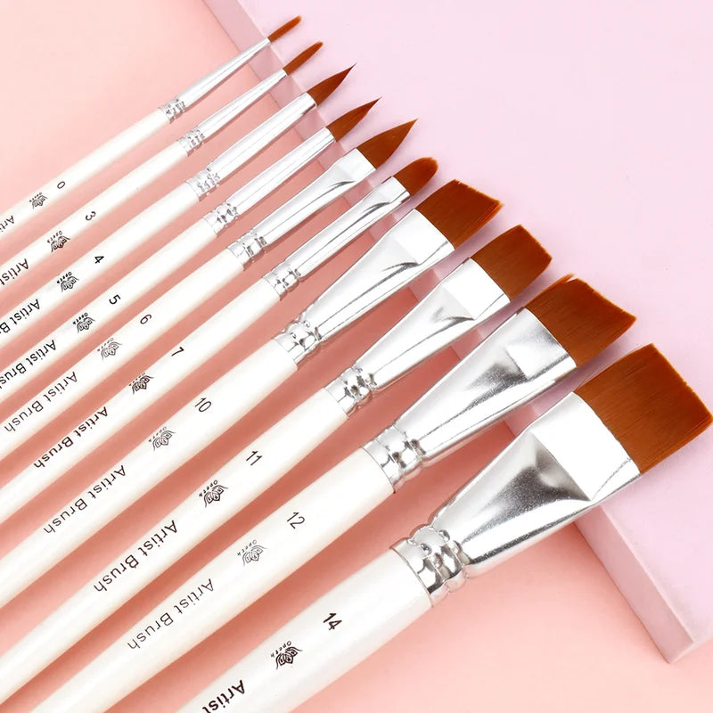 Professional Face Painting Brush Set - 10 Durable Makeup Art Tools with Nylon Bristles
