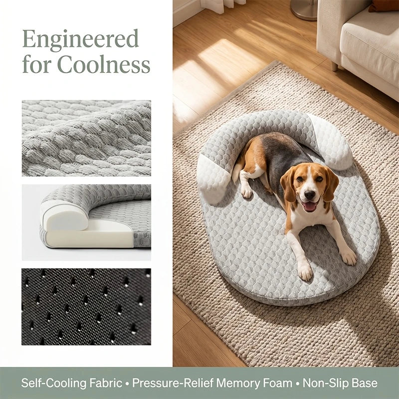 Summer Cooling Pet Mat with Ice Silk Fabric & Breathable Design for Dogs & Cats