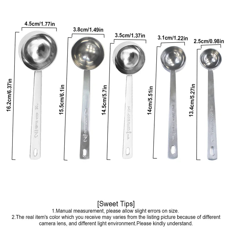 Stainless Steel Coffee Scoop with Long Handle - Measuring Spoon for Kitchen & Cafe