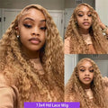 Deep Wave Lace Front Wig Honey Blonde HD 13x6 Transparent Frontal Human Hair 26-32in