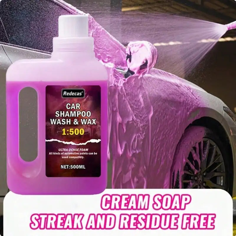 500ml Pink Foam Car Wash Soap with Ceramic Coating - High Concentration Wax for All Car Paints