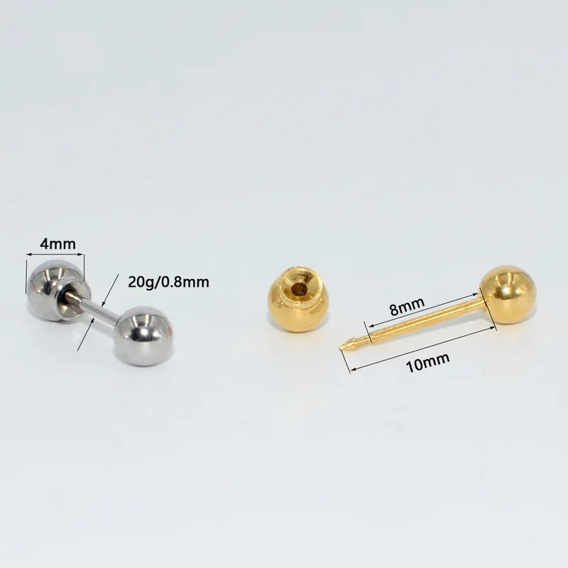 Disposable Surgical Steel Ear Piercing Stud Set with Safe Ball Buckle - Body Jewelry