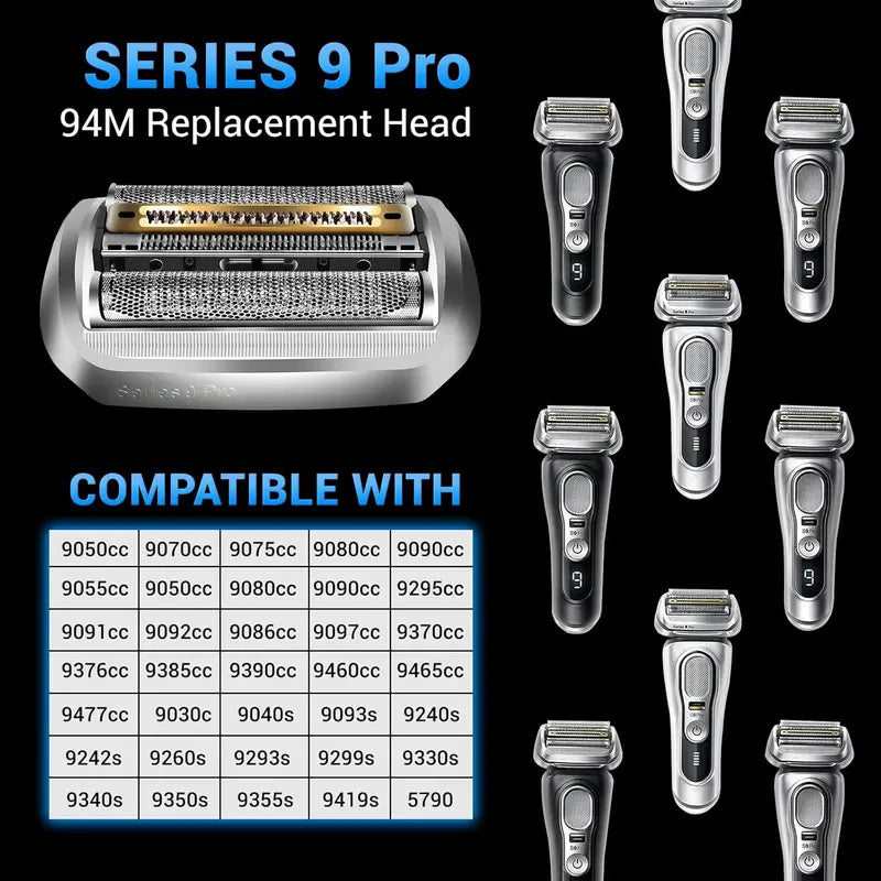 Electric Razor Replacement Head for Braun Series 9 Pro 94M - Compatible with 9030S 9040S 9050CC 9070CC - 1 Pack