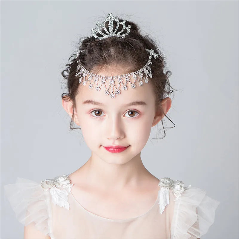 Children's Mini Crystal Crown Hair Comb - Elegant Princess Bridal Tiara for Girls & Women