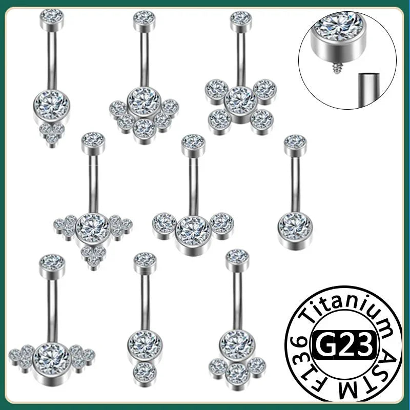 Titanium Zircon Belly Button Ring Navel Piercing Jewelry for Women