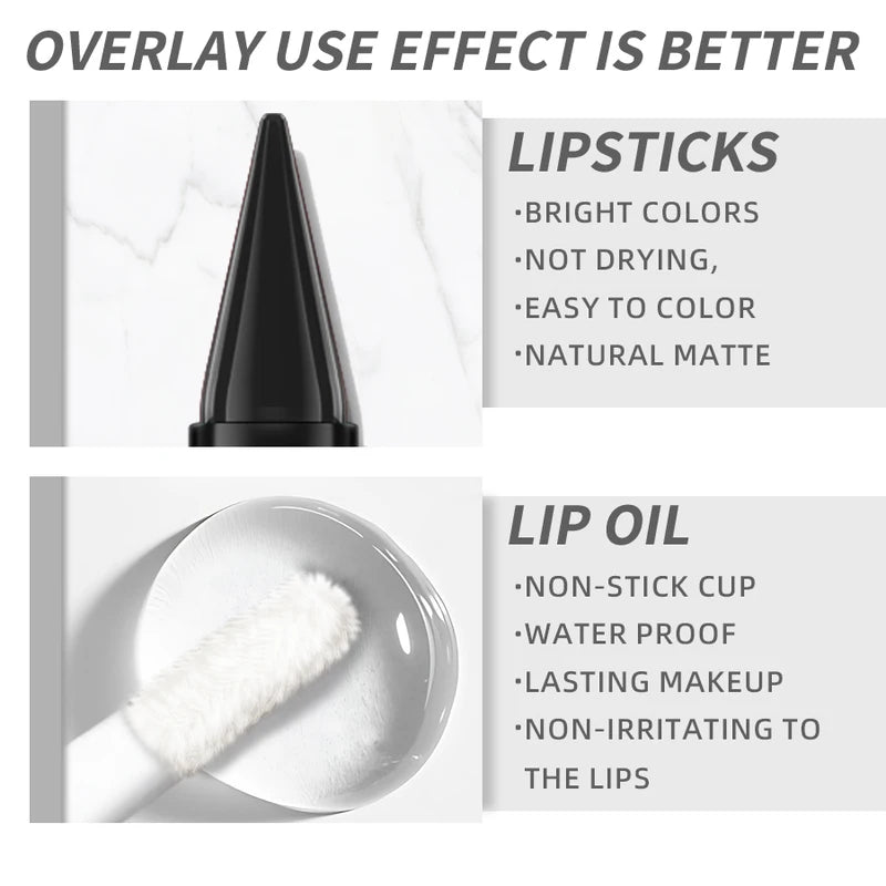 Black Matte Double-Ended Lipstick Set Waterproof Long Wear Lip Coat