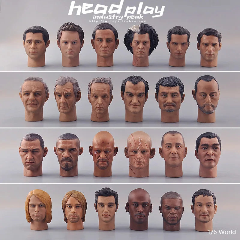 6-Inch Collectible Military Head Sculpt for 1/6 Action Figures - Asian & European Styles