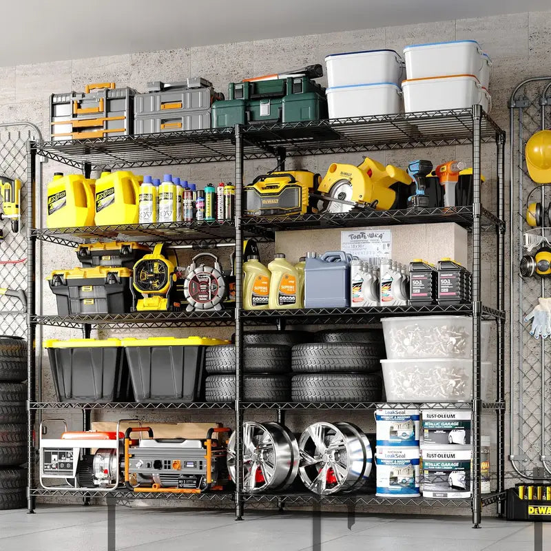Heavy Duty Metal Storage Shelves - Adjustable 4/5 Tiers for Garage Pantry Kitchen Organization