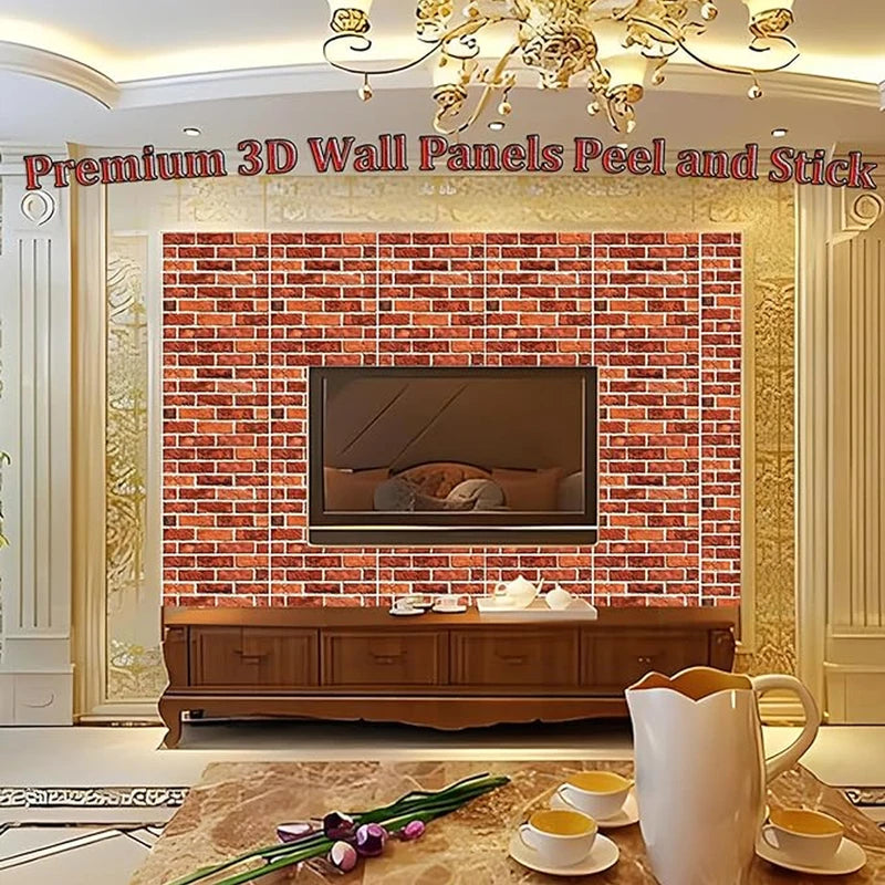 Removable 3D Brick Wall Stickers Self-Adhesive Waterproof Wallpaper for Living Room & Kitchen
